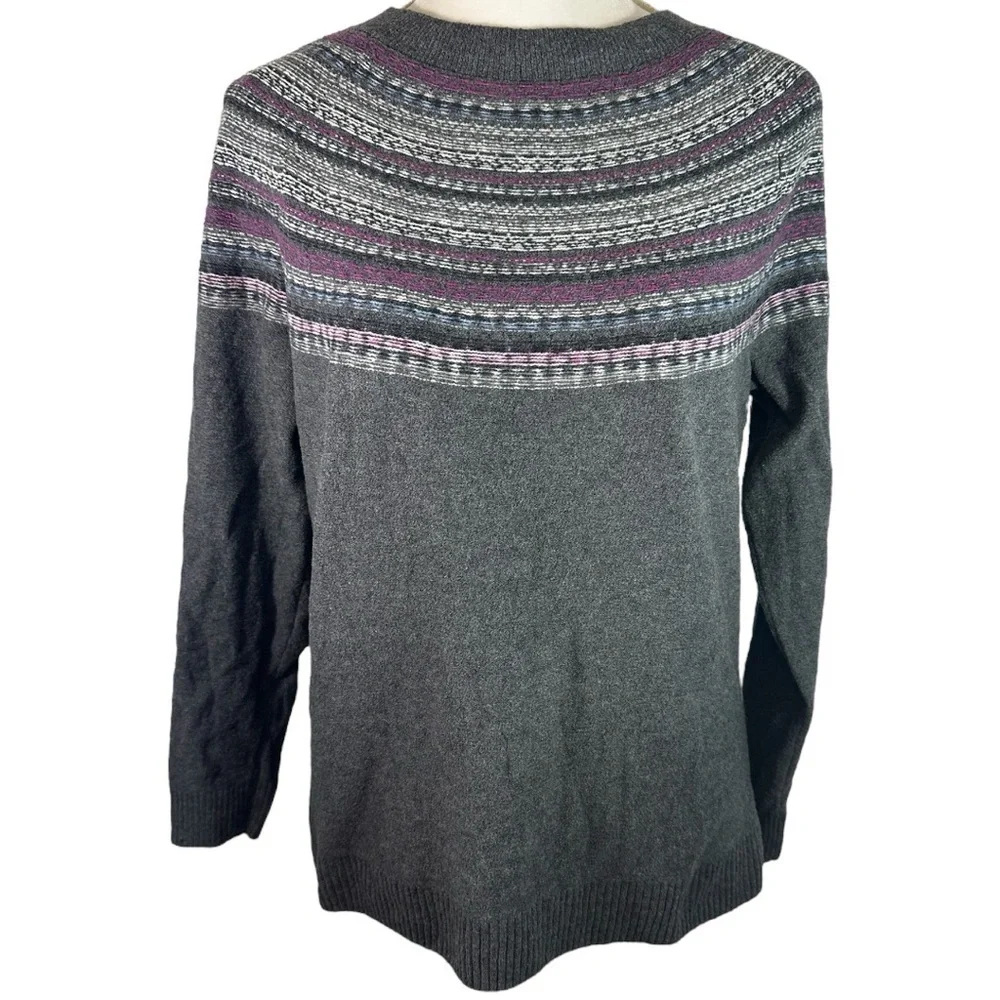 J. Jill Gray and Purple Striped Sweater